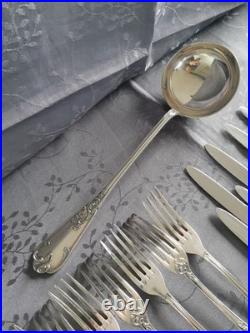 Grande Ménagère Liberty en métal argenté avec couteaux 61 pièces modèle Louis XV