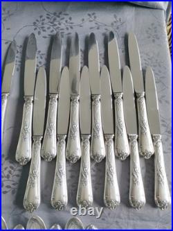 Grande Ménagère Liberty en métal argenté avec couteaux 61 pièces modèle Louis XV