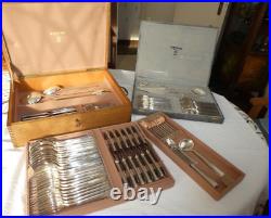 Importante Ménagère Ercuis en Métal Argenté Modèle Cambodge 106 Pièces COFFRETS