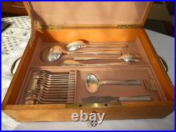 Importante Ménagère Ercuis en Métal Argenté Modèle Cambodge 106 Pièces COFFRETS