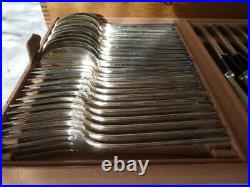 Importante Ménagère Ercuis en Métal Argenté Modèle Cambodge 106 Pièces COFFRETS