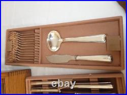 Importante Ménagère Ercuis en Métal Argenté Modèle Cambodge 106 Pièces COFFRETS