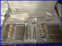 Importante Ménagère Ercuis en Métal Argenté Modèle Cambodge 106 Pièces COFFRETS