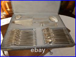 Importante Ménagère Ercuis en Métal Argenté Modèle Cambodge 106 Pièces COFFRETS
