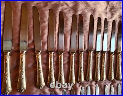 J. B 12 + 12 = 24 anciens couteaux métal argenté & inox modèle Louis XV / Régence