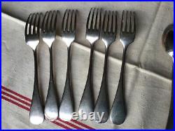 Joli lot 6 Cuillères + 6 fourchettes métal argenté CHRISTOFLE modèle CLUNY