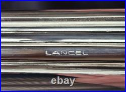 LANCEL plateau service thé / café en métal argenté Modèle à filets contour
