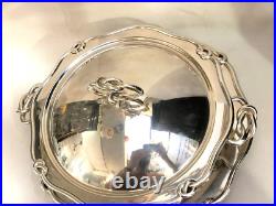 Légumier + plat rond PLASAIT métal argenté Modèle NOEUD GORDIEN service Plateau Légumier + plat rond PLASAIT métal argenté Modèle NOEUD GORDIEN service Plateau