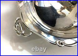 Légumier + plat rond PLASAIT métal argenté Modèle NOEUD GORDIEN service Plateau