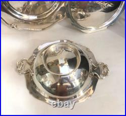 Légumier + plat rond PLASAIT métal argenté Modèle NOEUD GORDIEN service Plateau Légumier + plat rond PLASAIT métal argenté Modèle NOEUD GORDIEN service Plateau