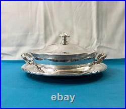 Légumier & son dormant ERCUIS modèle RUBANS CROISÉS TRIANON métal argenté