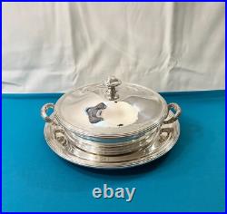 Légumier & son dormant ERCUIS modèle RUBANS CROISÉS TRIANON métal argenté