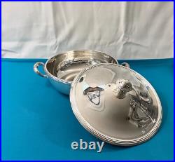 Légumier & son dormant ERCUIS modèle RUBANS CROISÉS TRIANON métal argenté