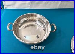 Légumier & son dormant ERCUIS modèle RUBANS CROISÉS TRIANON métal argenté