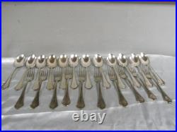Lot 12 Cuillères 10 Fourchettes Anciennes Métal Argente Modele Ercuis