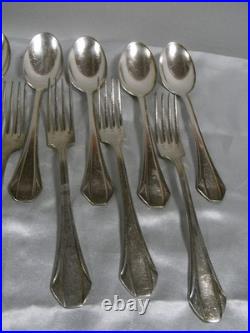 Lot 12 Cuillères 10 Fourchettes Anciennes Métal Argente Modele Ercuis