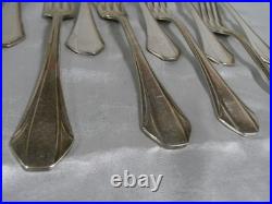 Lot 12 Cuillères 10 Fourchettes Anciennes Métal Argente Modele Ercuis