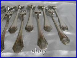 Lot 12 Cuillères 10 Fourchettes Anciennes Métal Argente Modele Ercuis