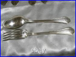 Lot 12 Cuillères 10 Fourchettes Anciennes Métal Argente Modele Ercuis