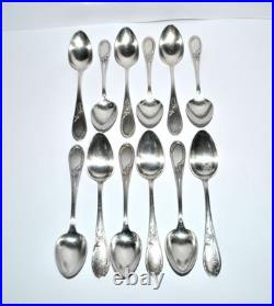 Lot 12 cuillères à dessert en métal argenté APOLLO modèle Rocaille