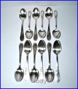 Lot 12 cuillères à dessert en métal argenté APOLLO modèle Rocaille