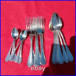 Lot De 18 Couverts Christofle Modèle Rubans Croisés Métal Argenté