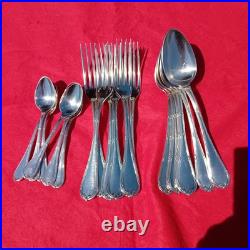 Lot De 18 Couverts Christofle Modèle Rubans Croisés Métal Argenté