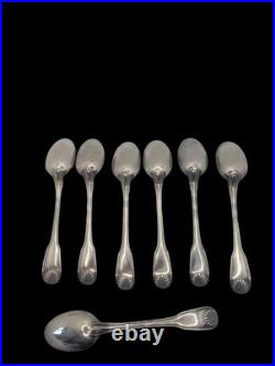 Lot De 7 Cuillères À Dessert Christofle en métal argenté Modèle Coquille