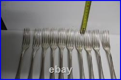Lot de 10 fourchettes de table Christofle Modèle America Métal argenté
