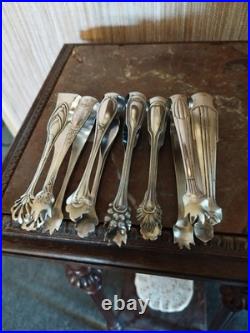 Lot de 7 Pinces à Sucre Divers modèles en Métal Argenté