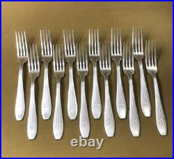 Ménagère 12 couverts de table ART DECO métal argenté ARGENTAL modèle DAMAS 21 cm