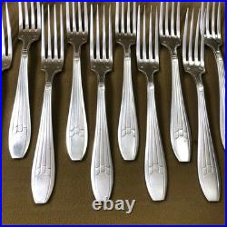 Ménagère 12 couverts de table ART DECO métal argenté ARGENTAL modèle DAMAS 21 cm