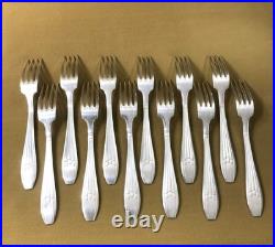 Ménagère 12 couverts de table ART DECO métal argenté ARGENTAL modèle DAMAS 21 cm