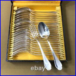 Ménagère 12 couverts de table CHRISTOFLE modèle POMPADOUR métal argenté 20,5 cm