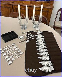 Ménagère 12 personnes (49 pièces) Christofle modèle Perles en métal argenté