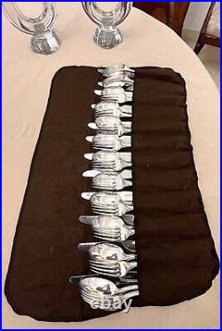 Ménagère 12 personnes (49 pièces) Christofle modèle Perles en métal argenté