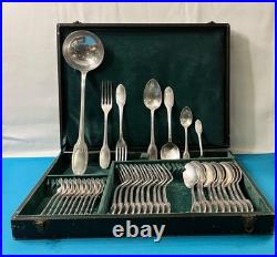 Ménagère 37 pièces CHRISTOFLE-ALFENIDE modèle RUBANS LAURIERS métal argenté