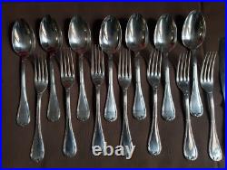 Ménagère COUVERTS à REPAS métal argenté CHRISTOFLE modèle RUBANS couteaux louche
