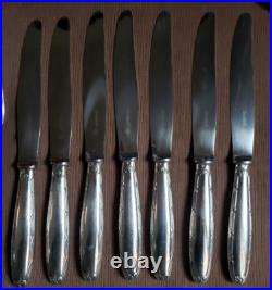 Ménagère COUVERTS à REPAS métal argenté CHRISTOFLE modèle RUBANS couteaux louche