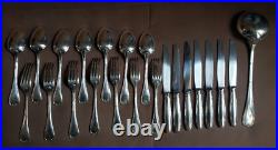 Ménagère COUVERTS à REPAS métal argenté CHRISTOFLE modèle RUBANS couteaux louche