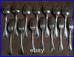 Ménagère COUVERTS à REPAS métal argenté CHRISTOFLE modèle RUBANS couteaux louche