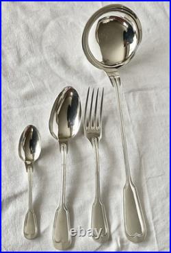 Menagere En Metal Argente Ercuis Modele Filet Chinon 37 Pieces