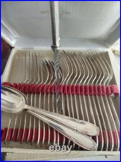 Ménagère En Métal Argenté Modèle Filet À Feuillage SFAM 59 pièces