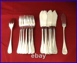 Ménagère à poisson CHRISTOFLE modèle BAGUETTE FIDELIO métal argenté Couverts