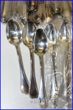 Ménagère en métal argenté Christofle modèles Perles 54 pièces, moitié neuve