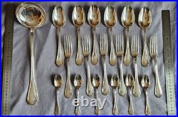 Ménagère métal argenté modèle à filets 12 pièces RAVINET DENFERT et 7 ERCUIS