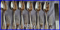 Ménagère métal argenté modèle à filets 12 pièces RAVINET DENFERT et 7 ERCUIS