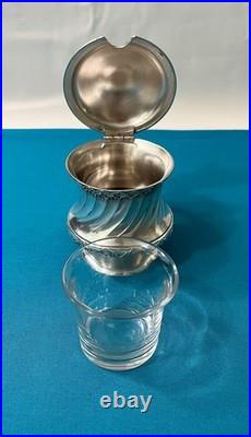 Moutardier CHRISTOFLE GALLIA modèle LOUIS XV métal argenté confiture 10 cm