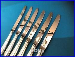 NEUF 6 couteaux à entremet CHRISTOFLE modèle POMPADOUR métal argenté 20 cm