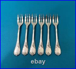 NEUF 6 fourchettes a gâteaux CHRISTOFLE modèle MARLY métal argenté 15,5 cm 1